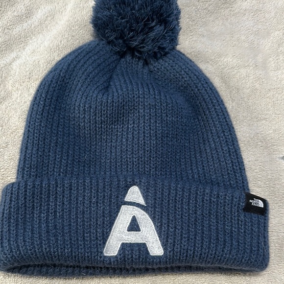 The North Face Blue Knit Pom-Pom Hat - Picture 1 of 3